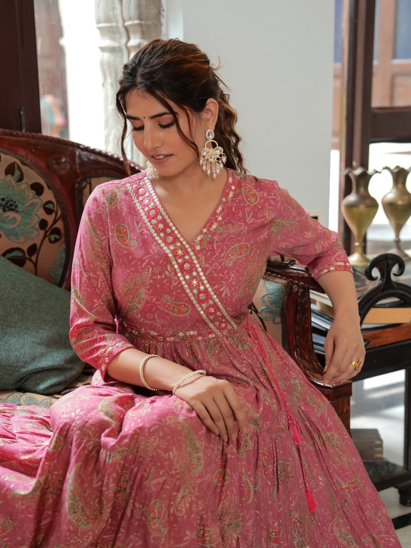 Rangvastra  Chanderi Floral Printed Kurta
