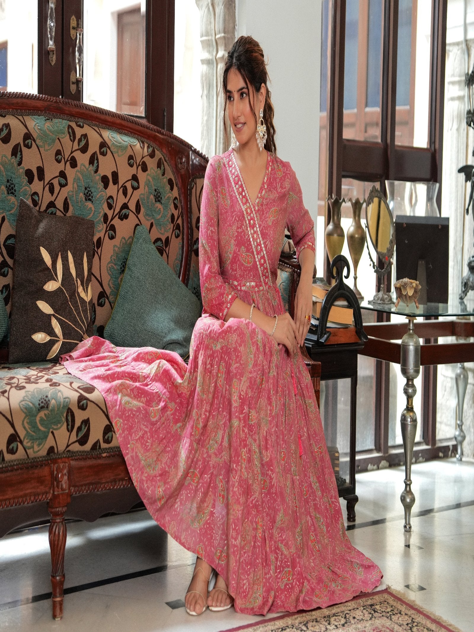 Rangvastra  Chanderi Floral Printed Kurta