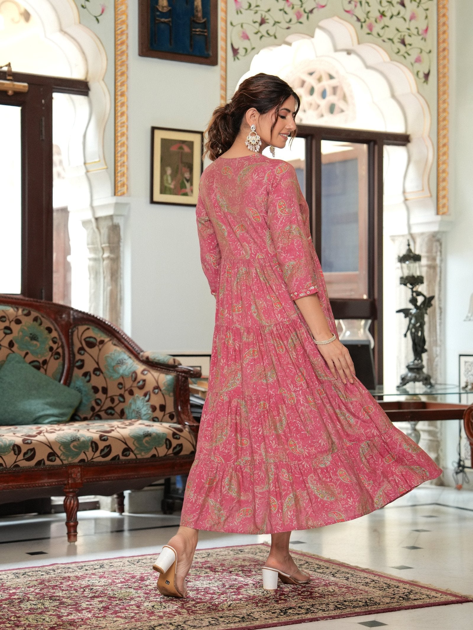 Rangvastra  Chanderi Floral Printed Kurta