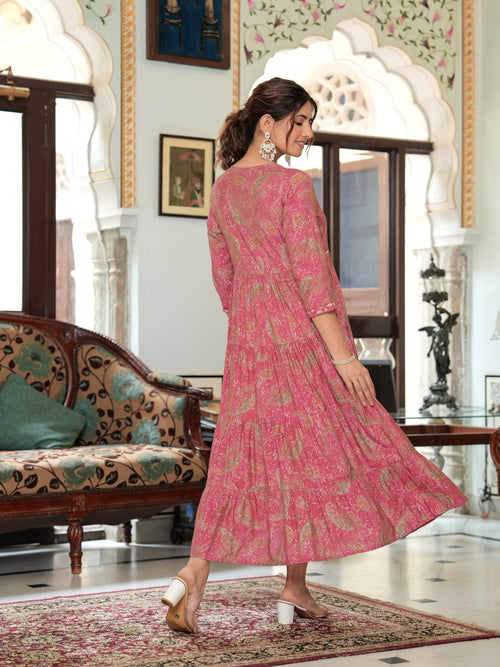 Rangvastra  Chanderi Floral Printed Kurta