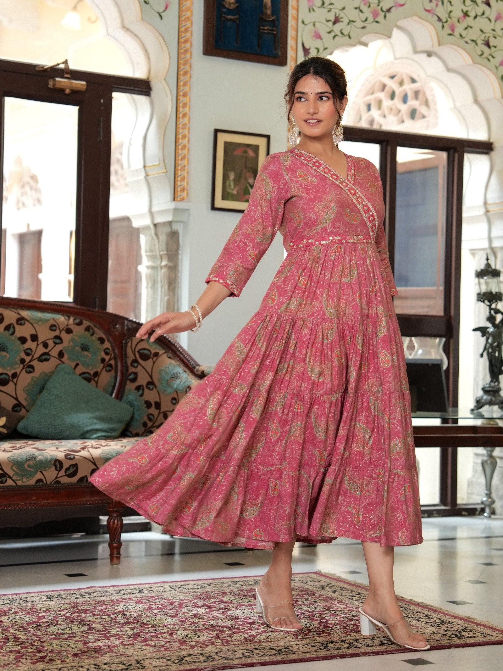 Rangvastra  Chanderi Floral Printed Kurta
