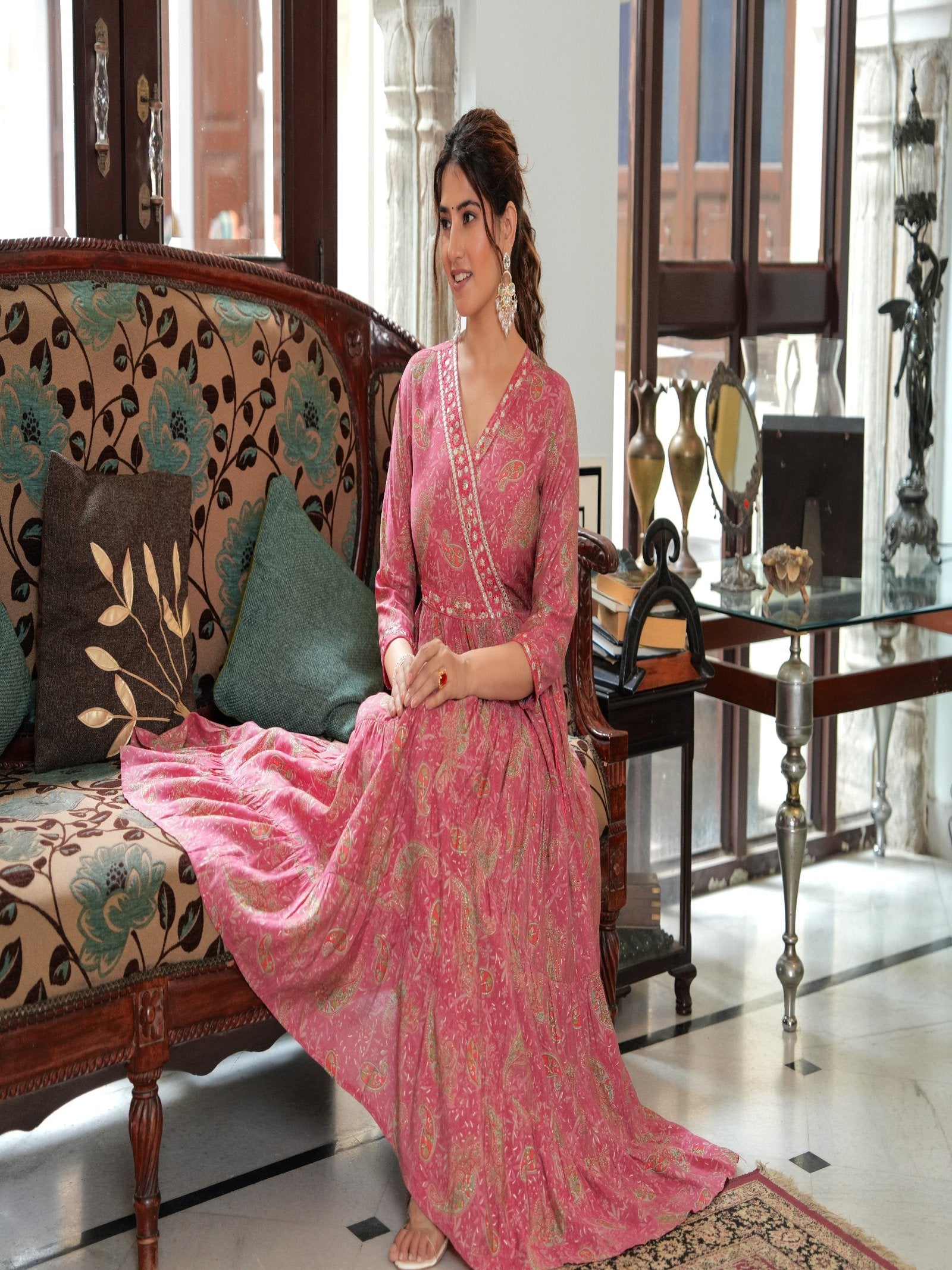 Rangvastra  Chanderi Floral Printed Kurta