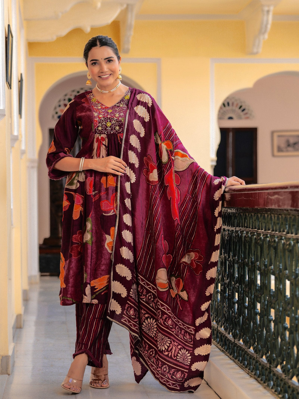Rangvastra Modal Chanderi Sequins Work Kurta Pant with Dupatta Set
