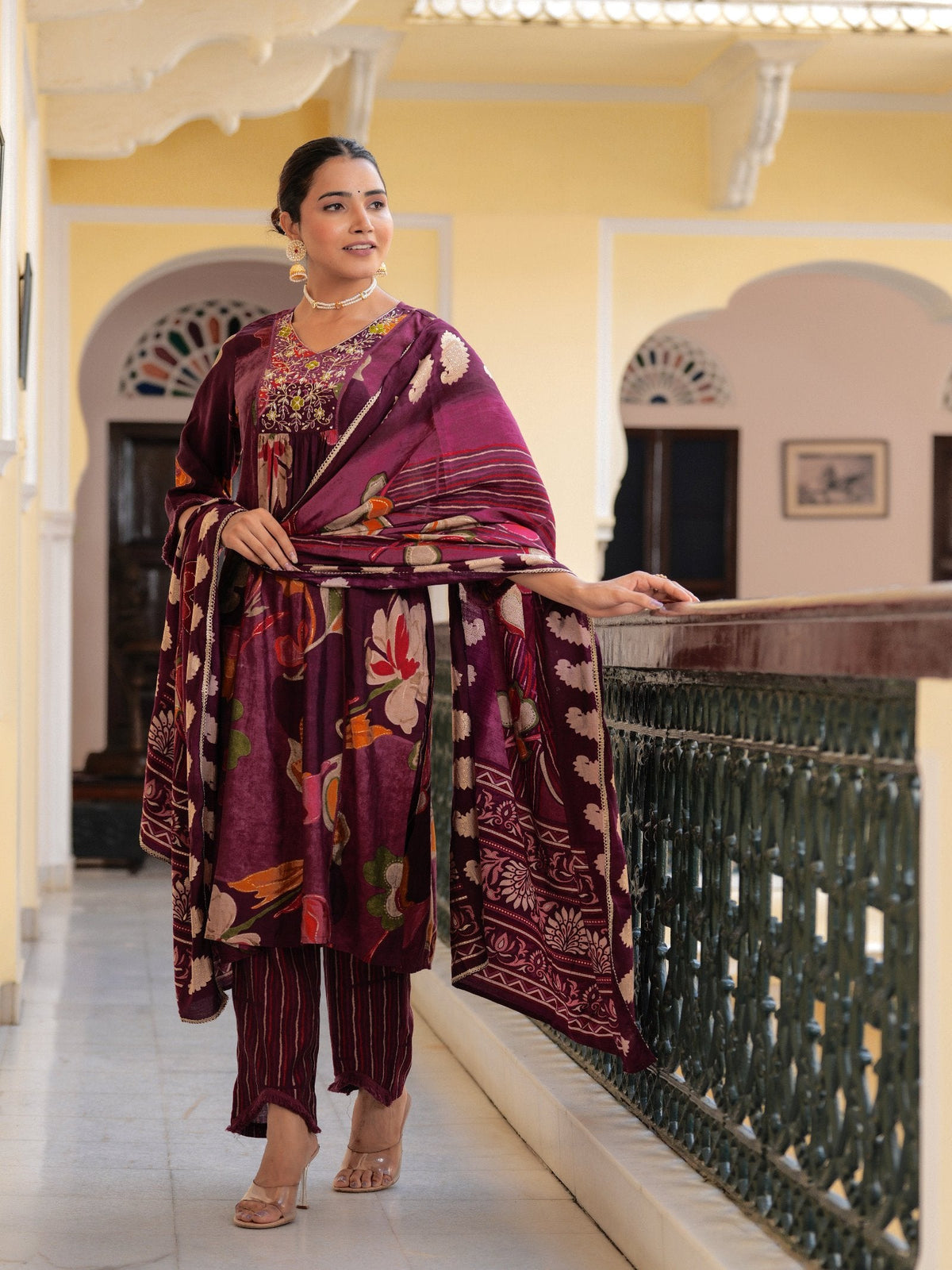 Rangvastra Modal Chanderi Sequins Work Kurta Pant with Dupatta Set