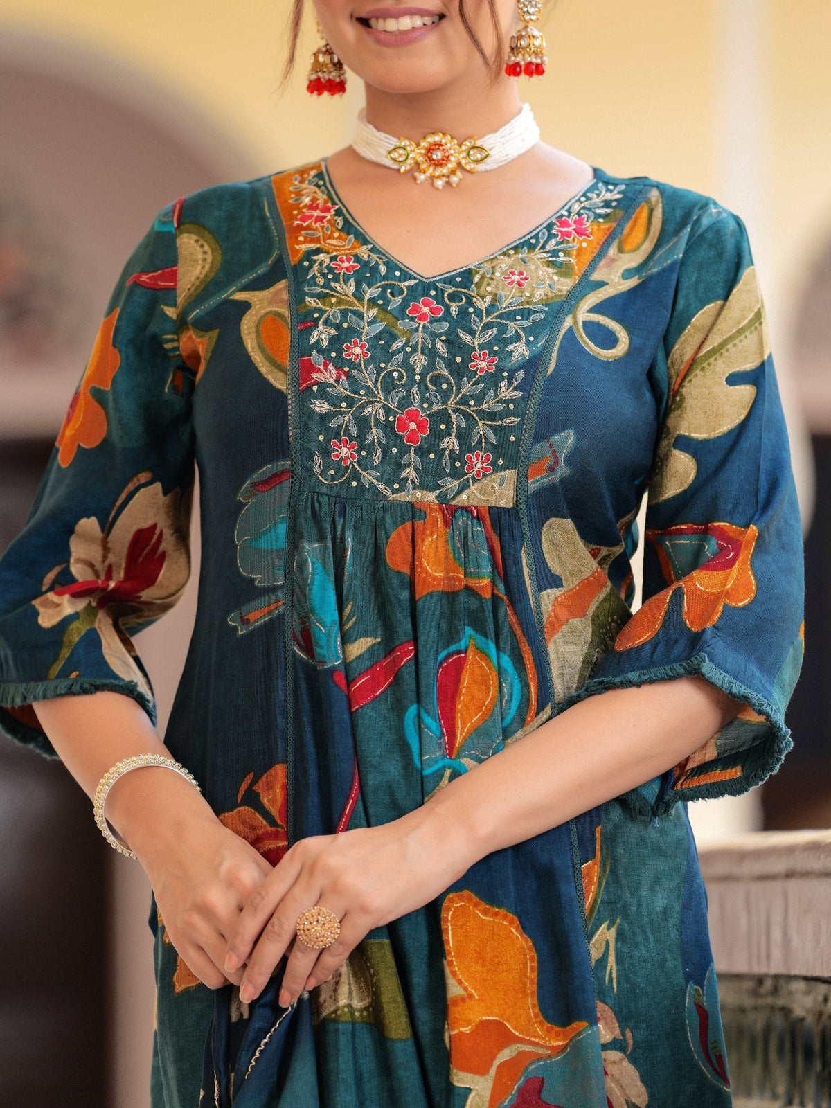 Rangvastra Modal Chanderi Sequins Work Kurta Pant with Dupatta Set