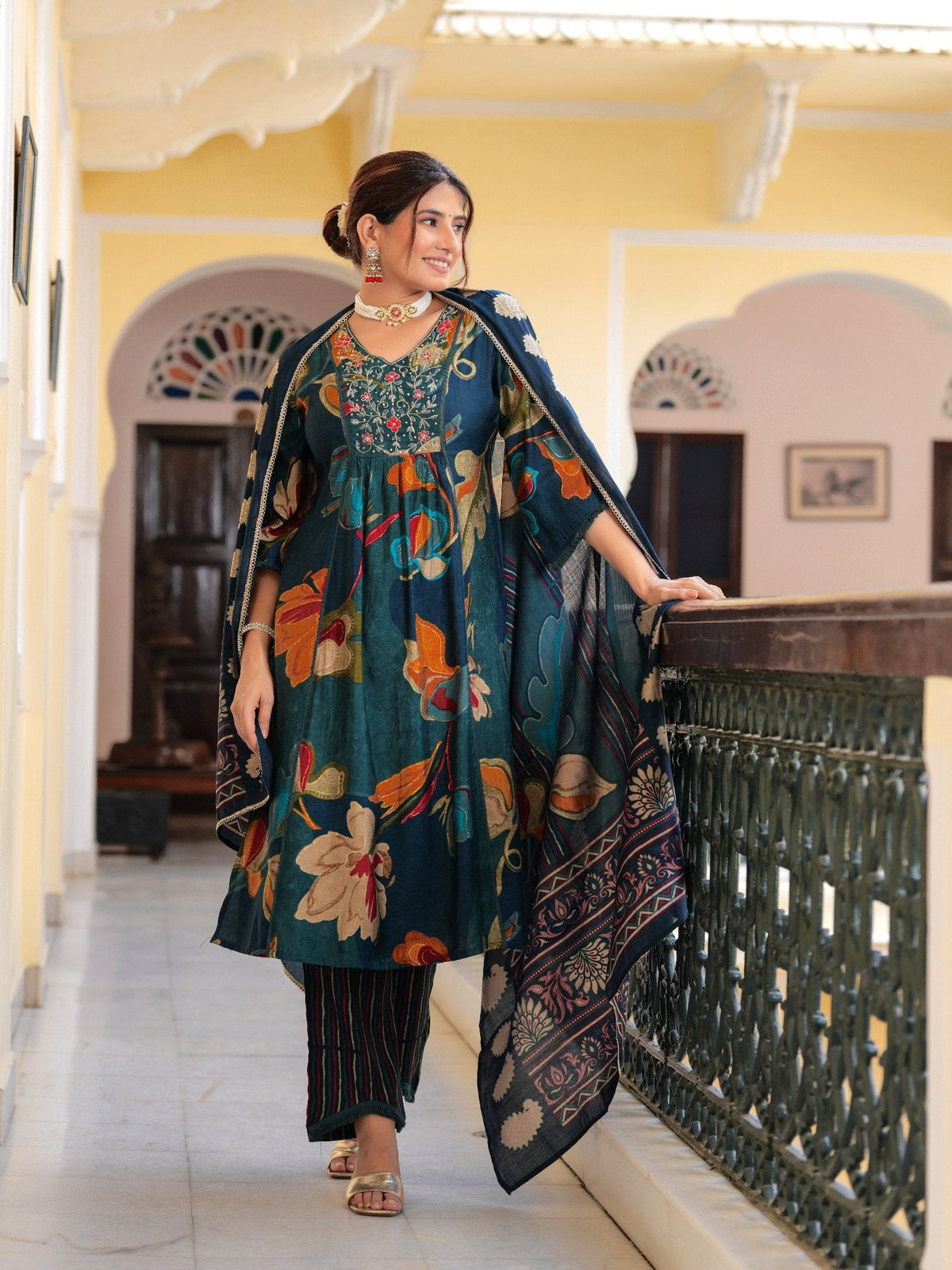Rangvastra Modal Chanderi Sequins Work Kurta Pant with Dupatta Set