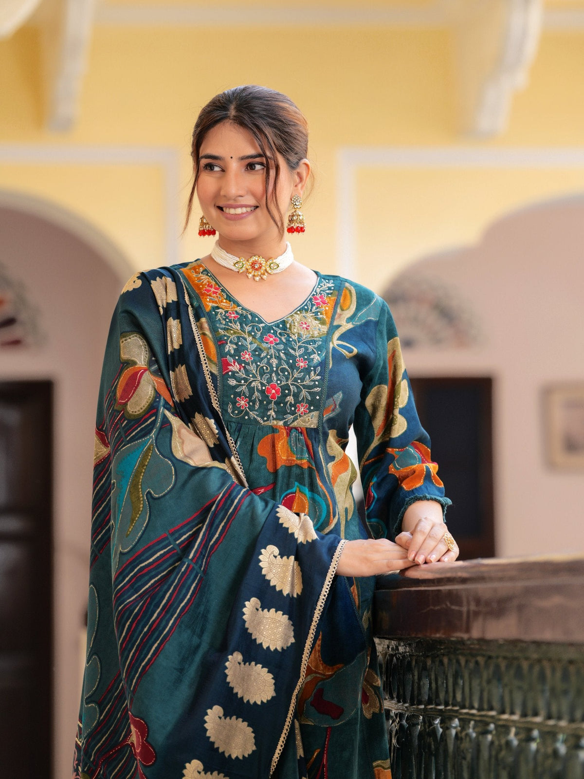 Rangvastra Modal Chanderi Sequins Work Kurta Pant with Dupatta Set