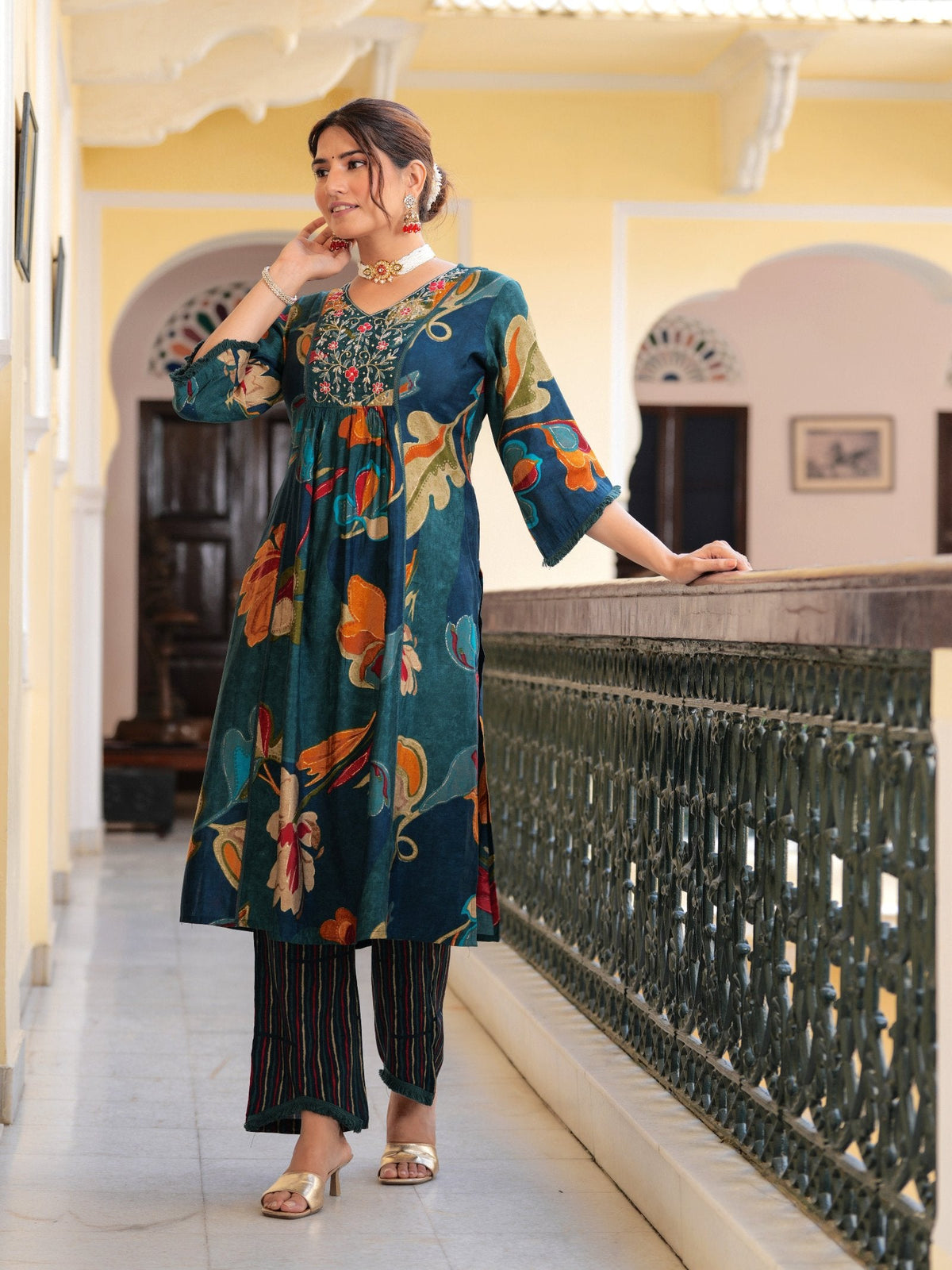 Rangvastra Modal Chanderi Sequins Work Kurta Pant with Dupatta Set