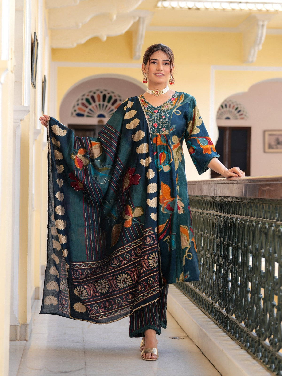 Rangvastra Modal Chanderi Sequins Work Kurta Pant with Dupatta Set