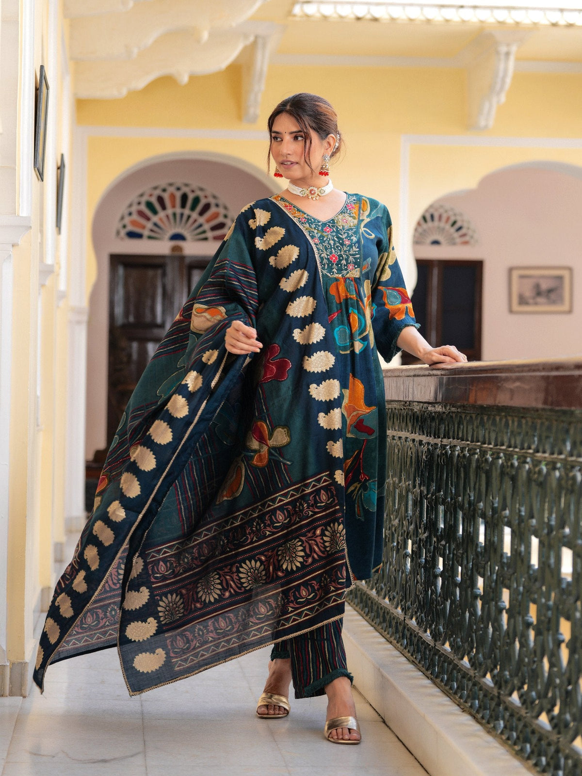 Rangvastra Modal Chanderi Sequins Work Kurta Pant with Dupatta Set