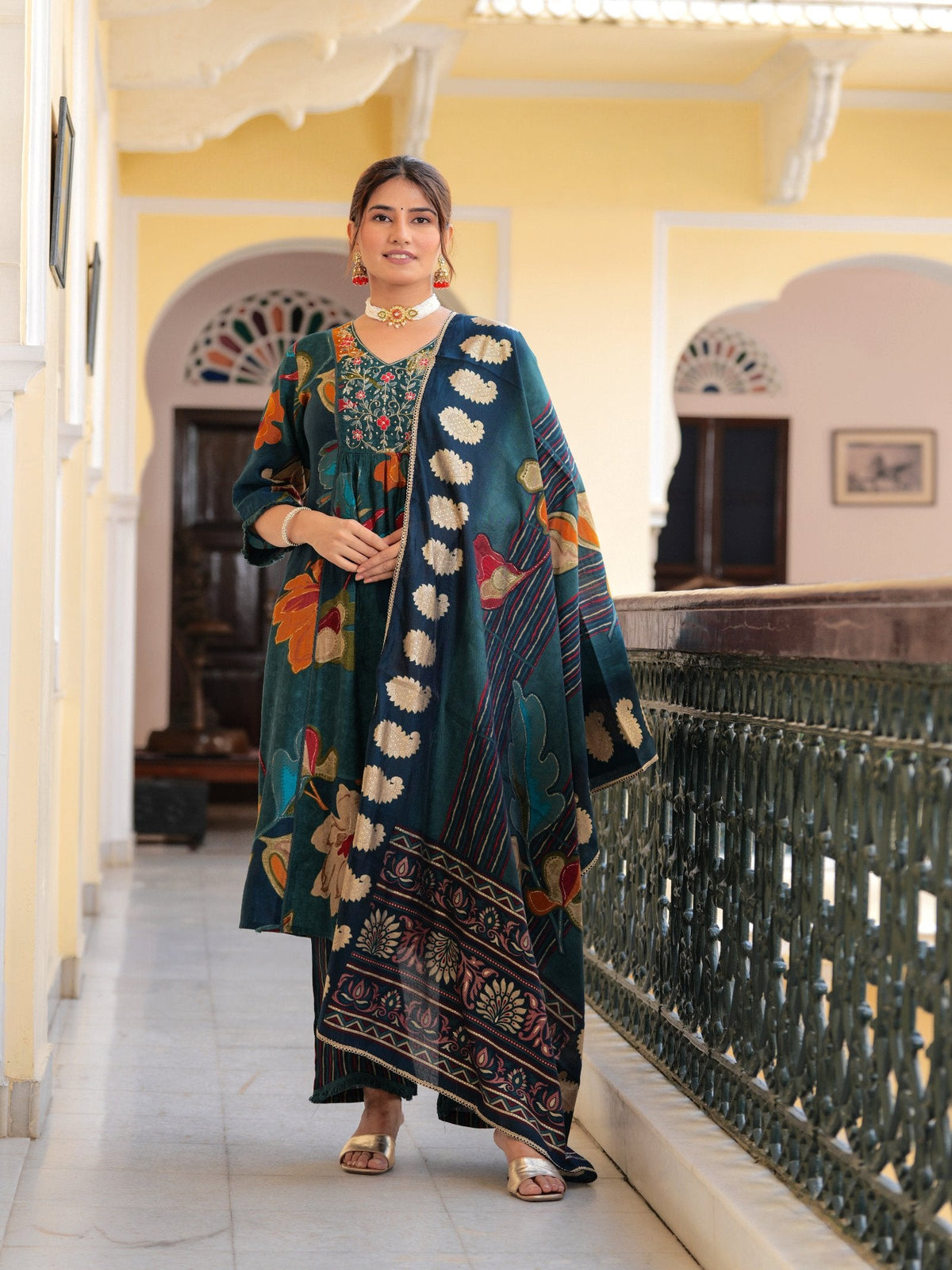Rangvastra Modal Chanderi Sequins Work Kurta Pant with Dupatta Set