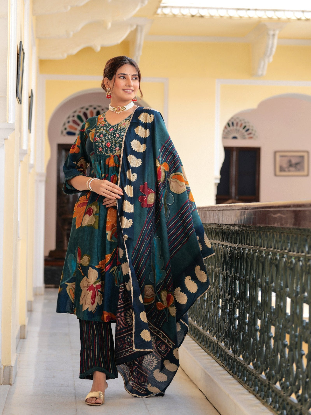 Rangvastra Modal Chanderi Sequins Work Kurta Pant with Dupatta Set