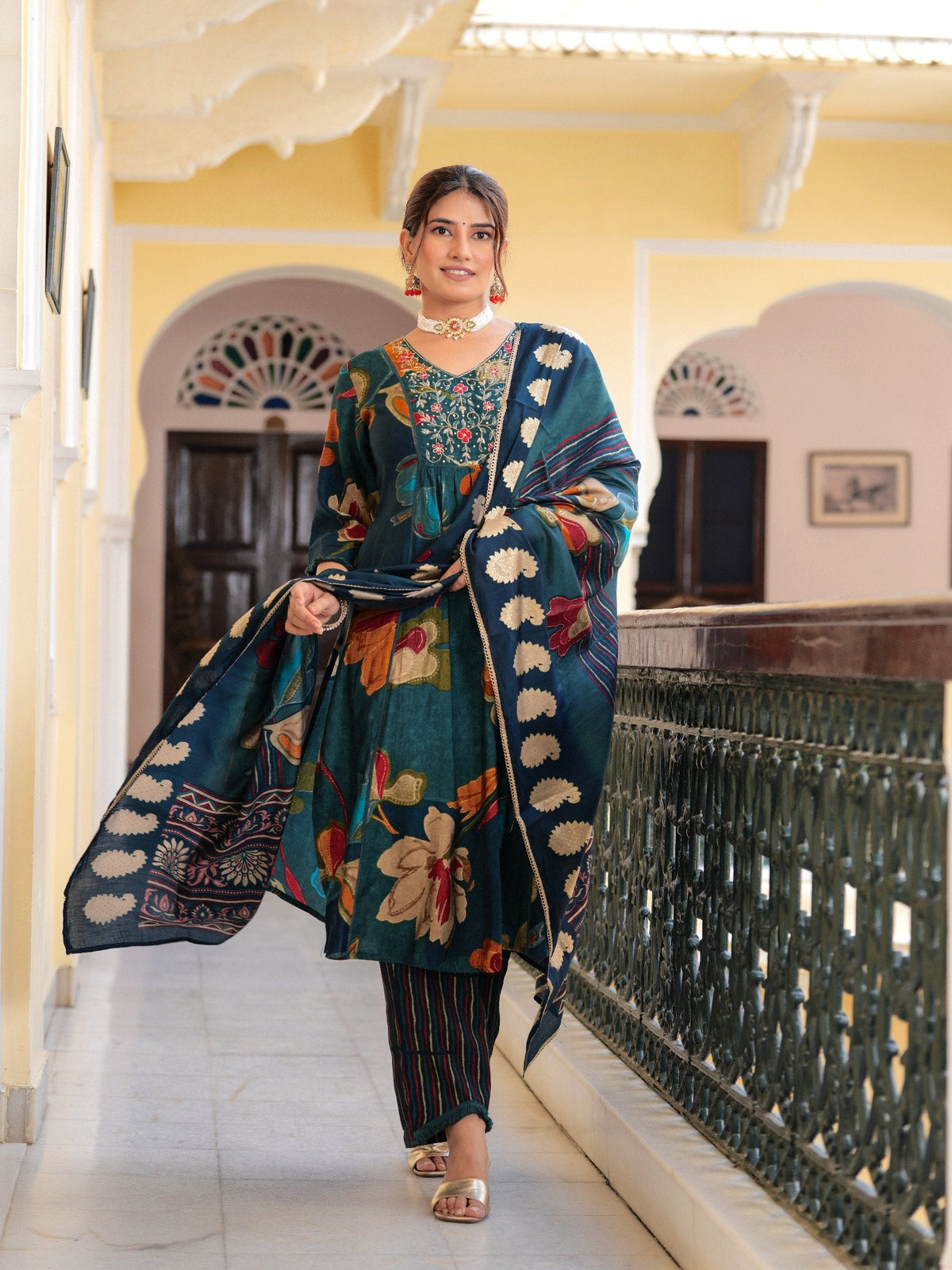 Rangvastra Modal Chanderi Sequins Work Kurta Pant with Dupatta Set