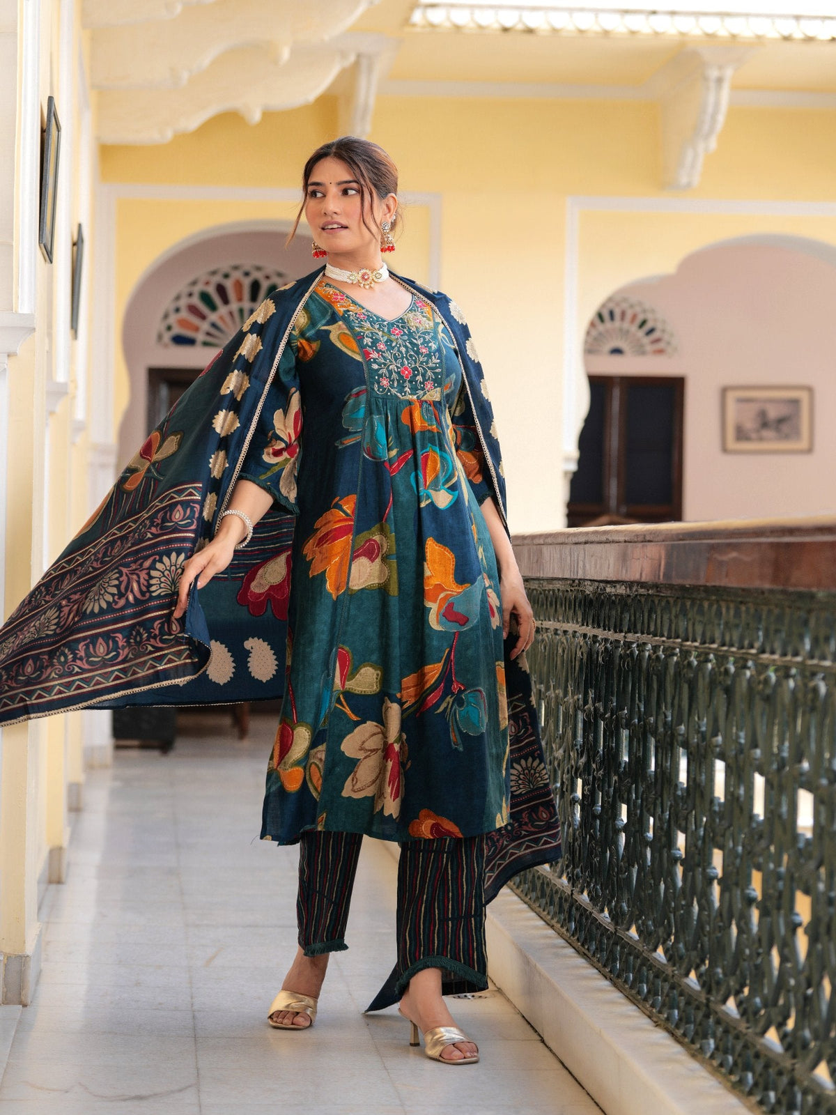 Rangvastra Modal Chanderi Sequins Work Kurta Pant with Dupatta Set