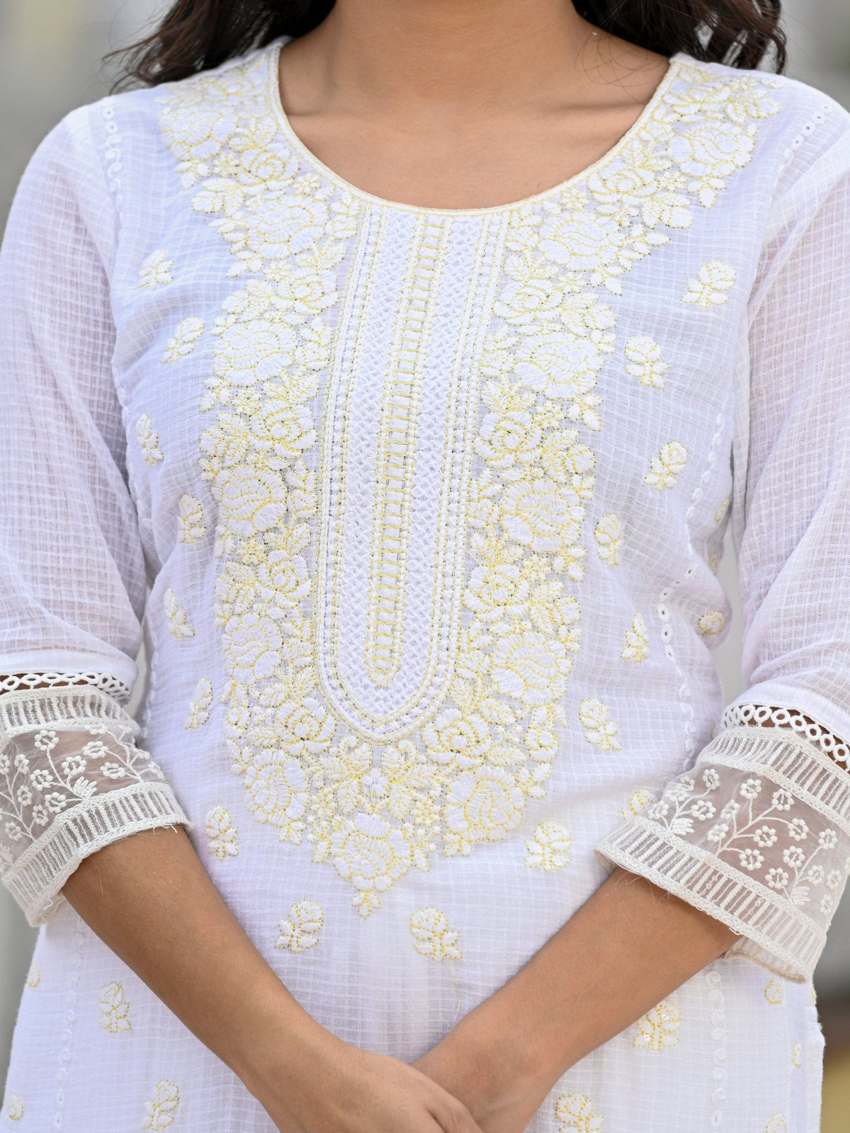Rangvastra  Kota Doria Embellished Solid Print Kurta Pant With Dupatta Set