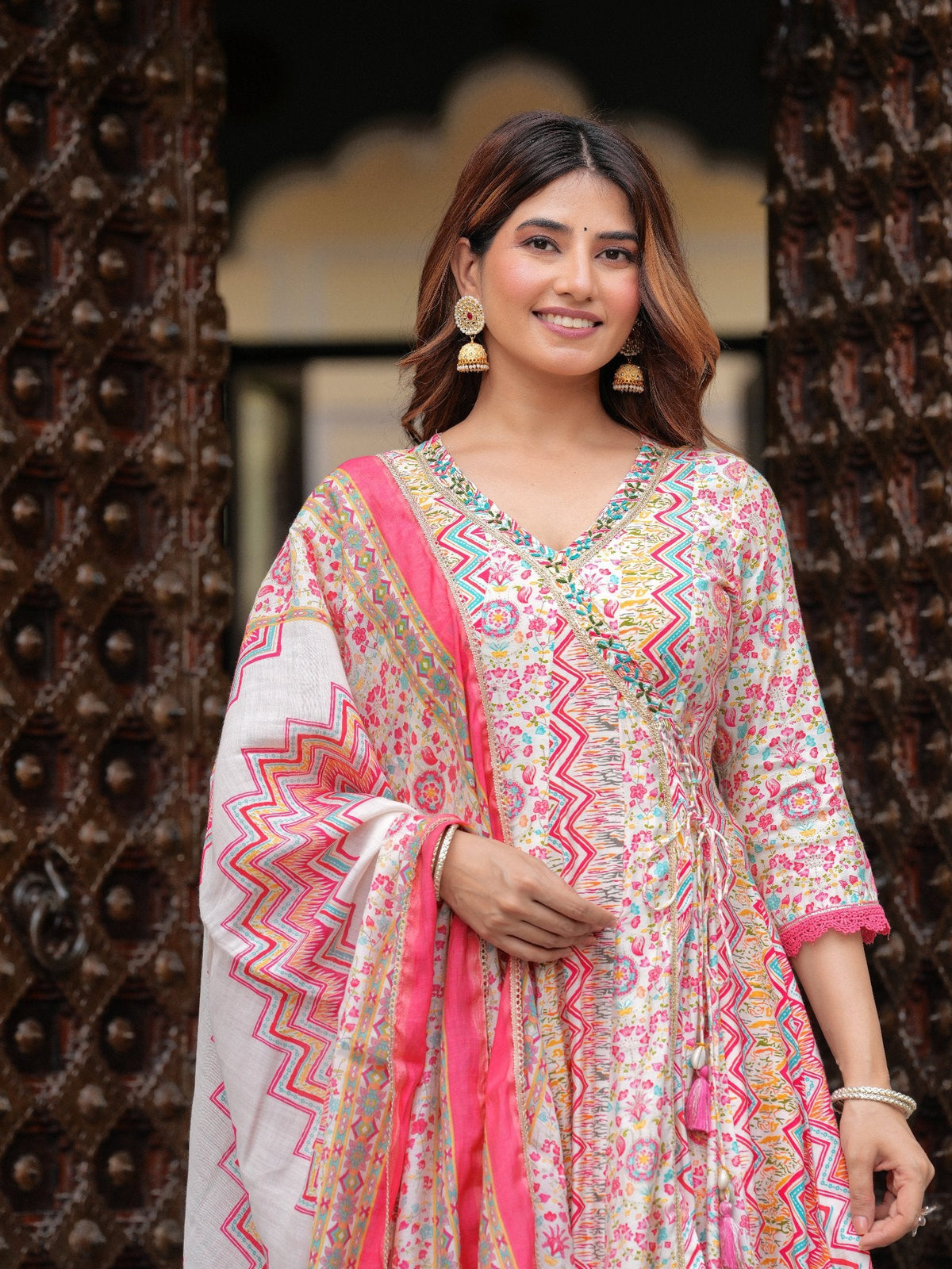 Rangvastra  Modal Chanderi Foil Printed Gotta Patti & Sequins Work Kurta Set