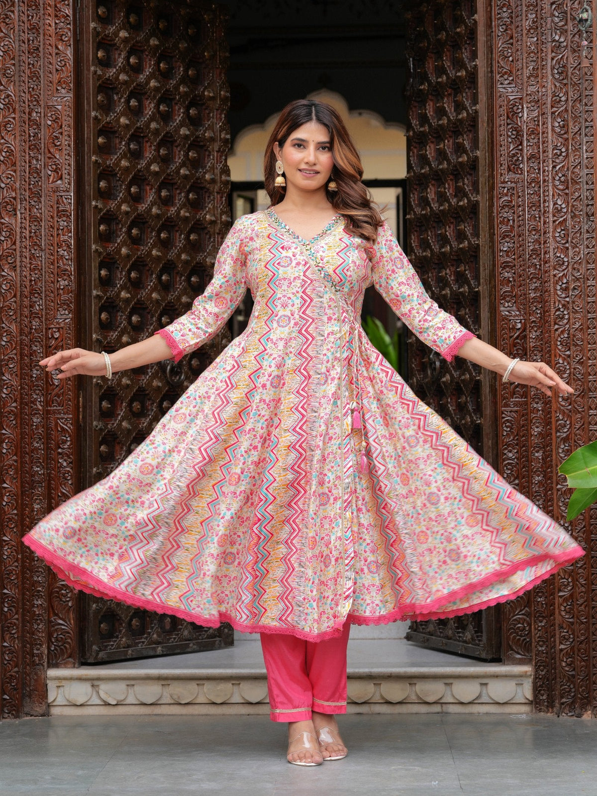 Rangvastra  Modal Chanderi Foil Printed Gotta Patti & Sequins Work Kurta Set