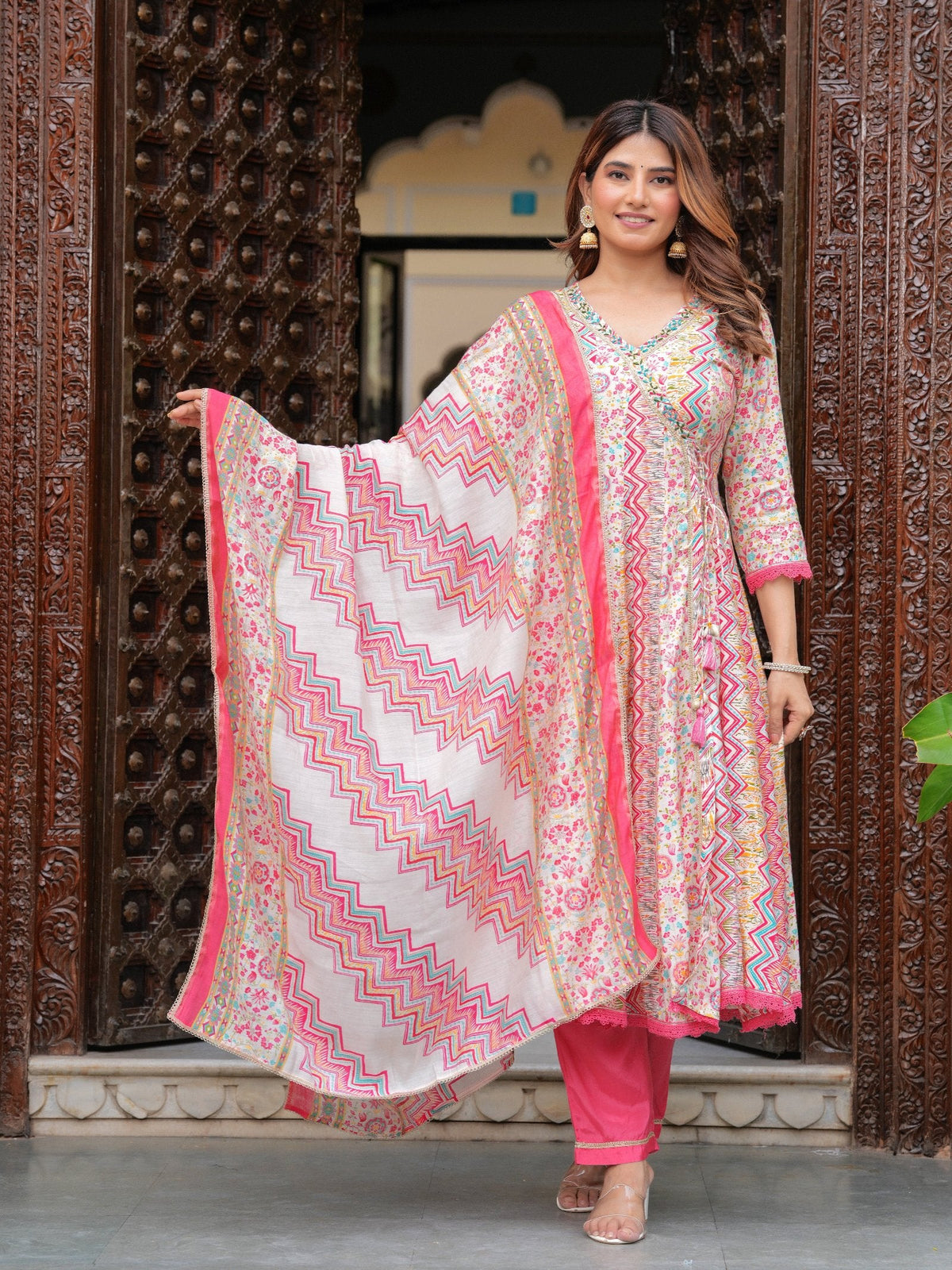 Rangvastra  Modal Chanderi Foil Printed Gotta Patti & Sequins Work Kurta Set