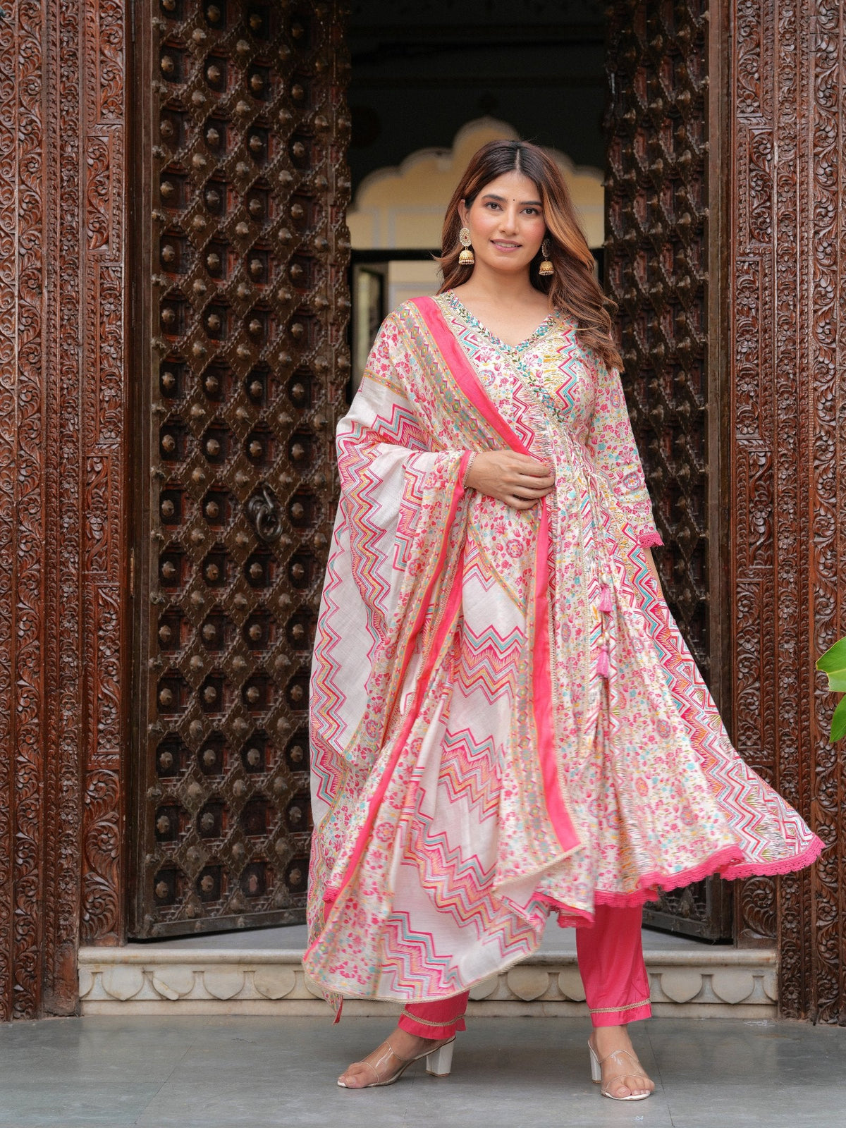 Rangvastra  Modal Chanderi Foil Printed Gotta Patti & Sequins Work Kurta Set