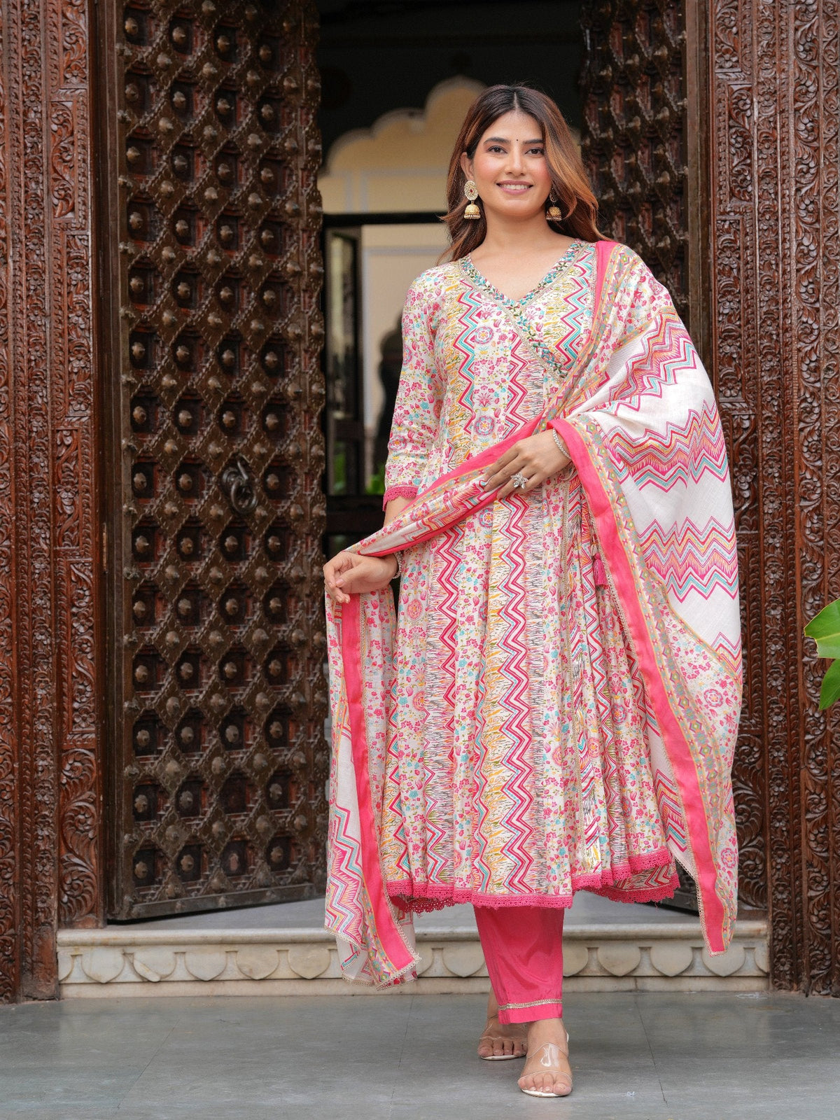Rangvastra  Modal Chanderi Foil Printed Gotta Patti & Sequins Work Kurta Set