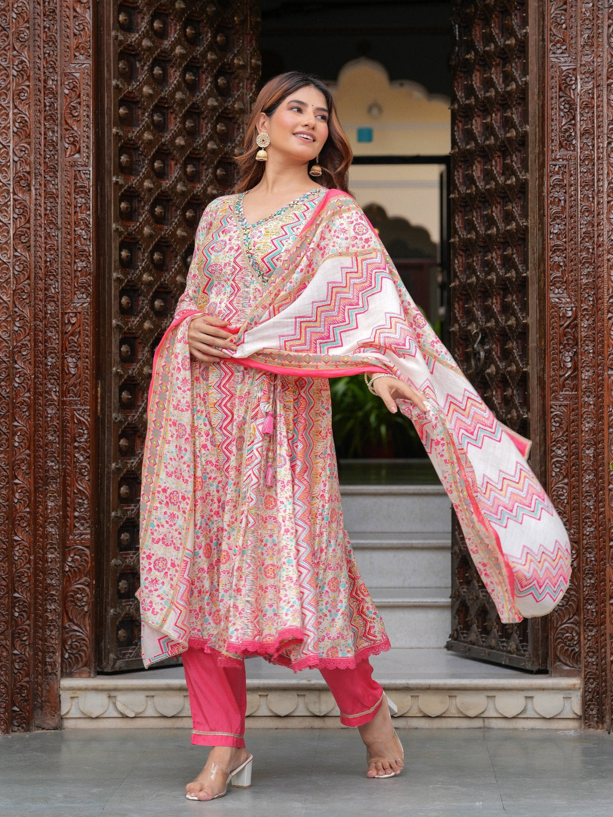 Rangvastra  Modal Chanderi Foil Printed Gotta Patti & Sequins Work Kurta Set