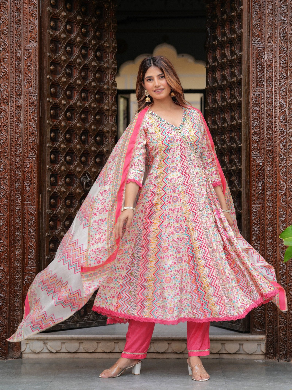 Rangvastra  Modal Chanderi Foil Printed Gotta Patti & Sequins Work Kurta Set