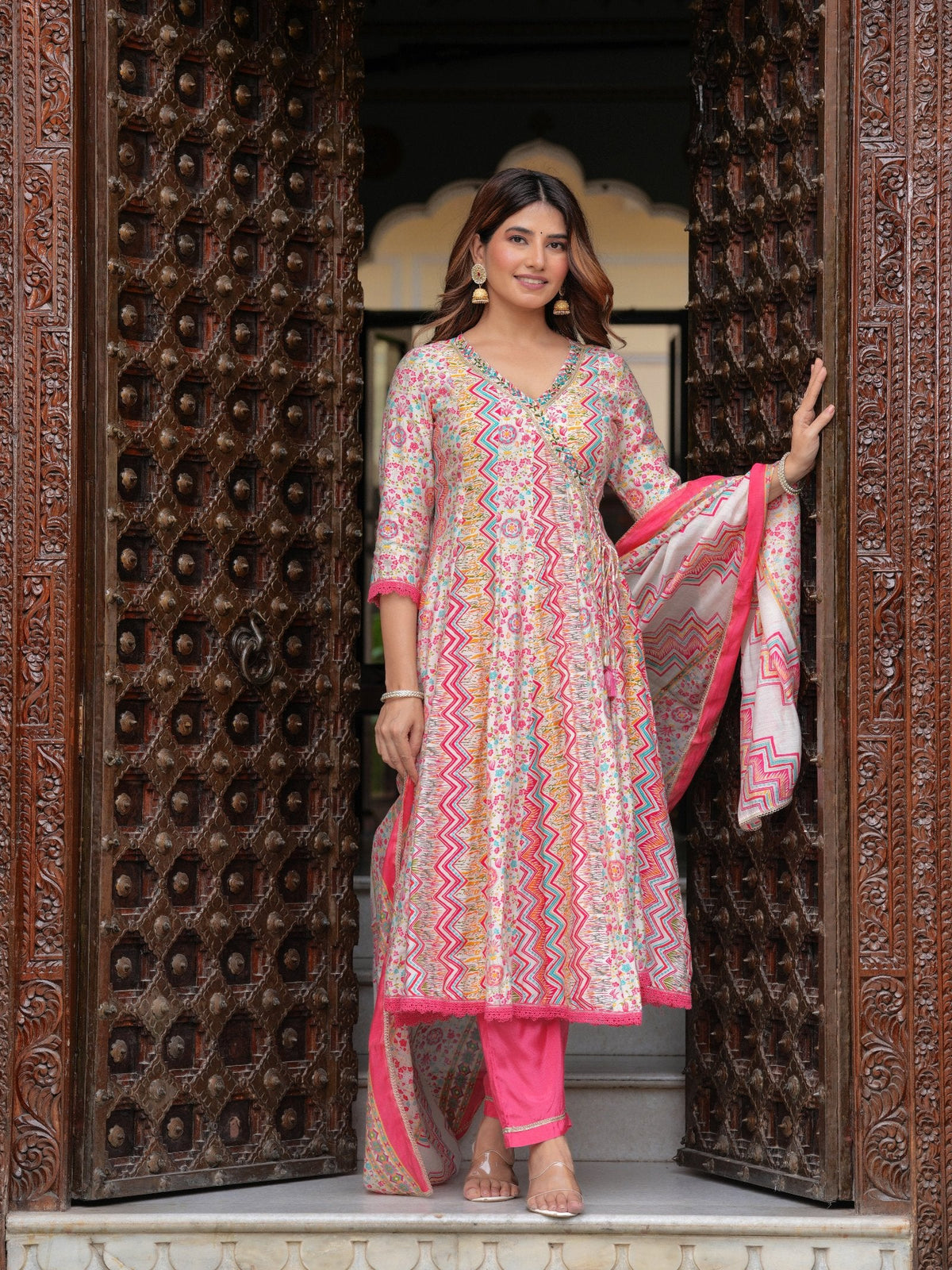 Rangvastra  Modal Chanderi Foil Printed Gotta Patti & Sequins Work Kurta Set