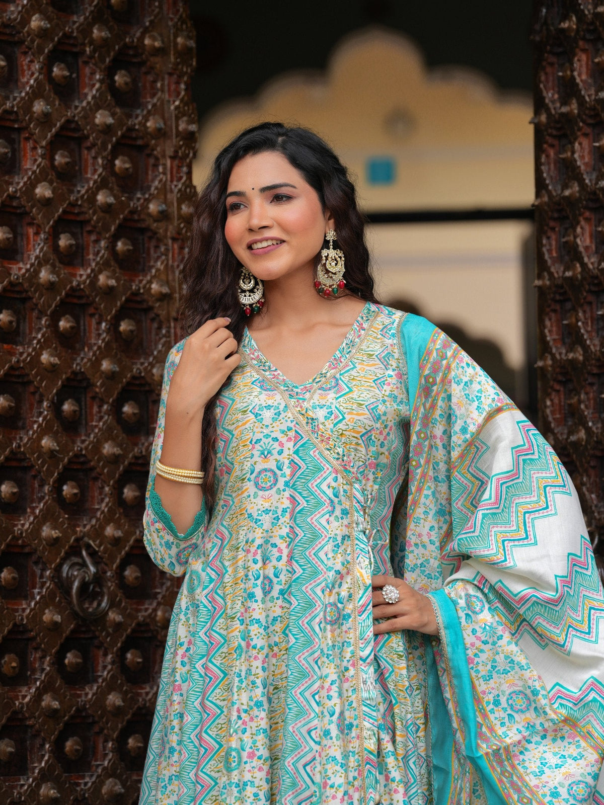 Rangvastra  Modal Chanderi Foil Printed Gotta Patti & Sequins Work Kurta Set