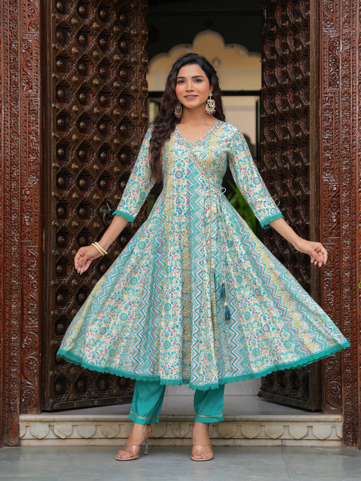 Rangvastra  Modal Chanderi Foil Printed Gotta Patti & Sequins Work Kurta Set