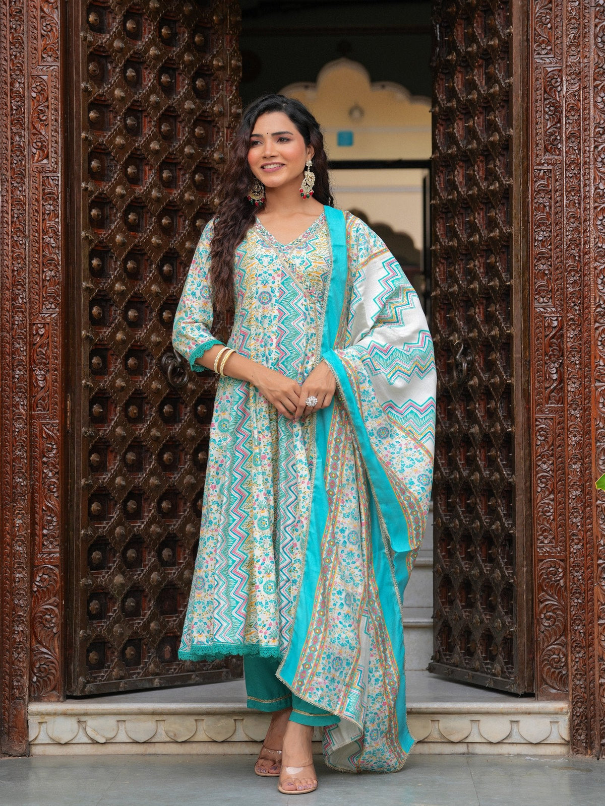 Rangvastra  Modal Chanderi Foil Printed Gotta Patti & Sequins Work Kurta Set