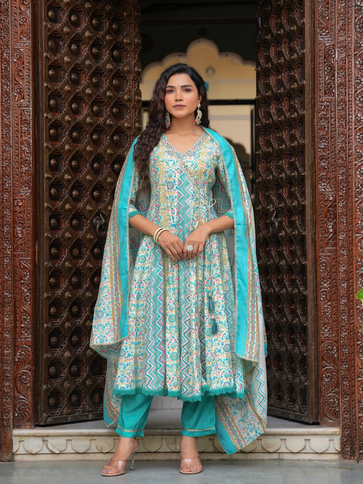 Rangvastra  Modal Chanderi Foil Printed Gotta Patti & Sequins Work Kurta Set