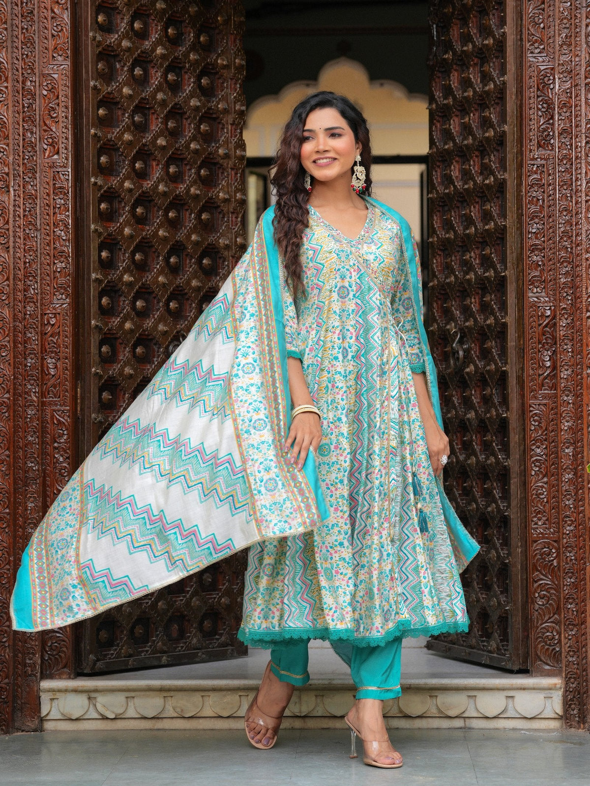 Rangvastra  Modal Chanderi Foil Printed Gotta Patti & Sequins Work Kurta Set