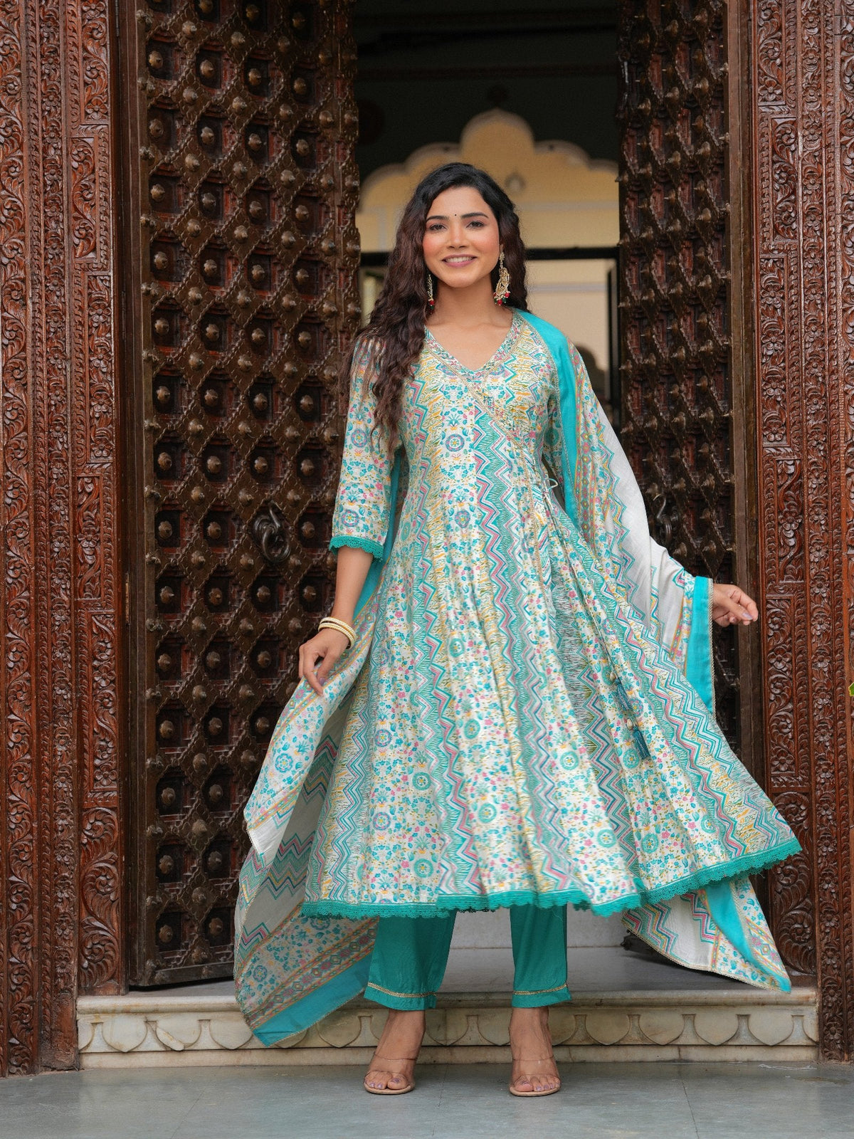 Rangvastra  Modal Chanderi Foil Printed Gotta Patti & Sequins Work Kurta Set