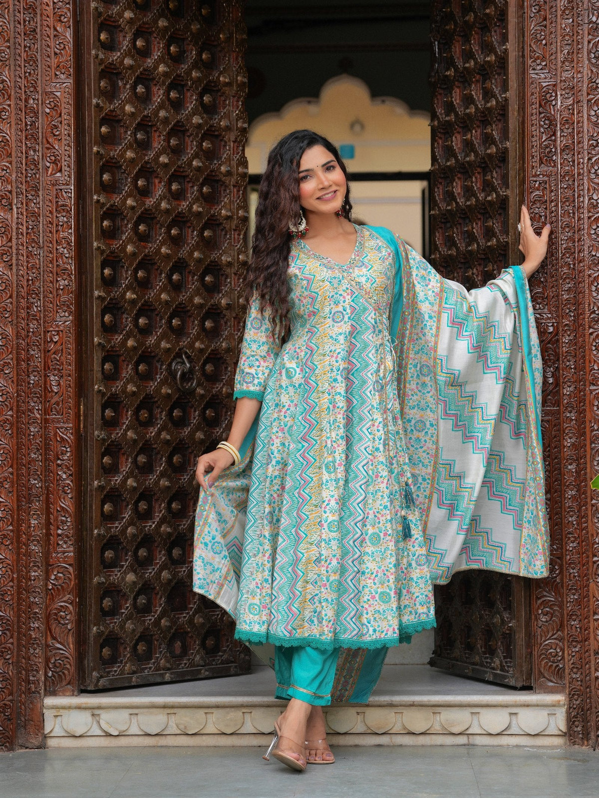 Rangvastra  Modal Chanderi Foil Printed Gotta Patti & Sequins Work Kurta Set