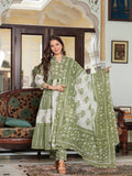 Rangvastra Cotton Floral Printed Sequins Work Kurta Pant with Dupatta Set