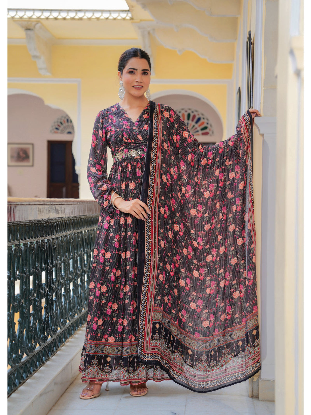 Rangvastra  Black Printed Kurta Duptta Set
