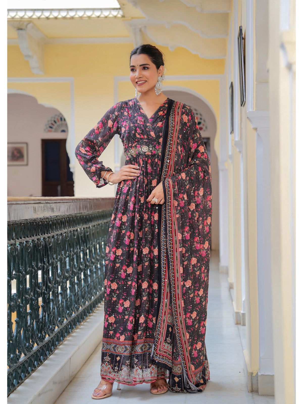 Rangvastra  Black Printed Kurta Duptta Set