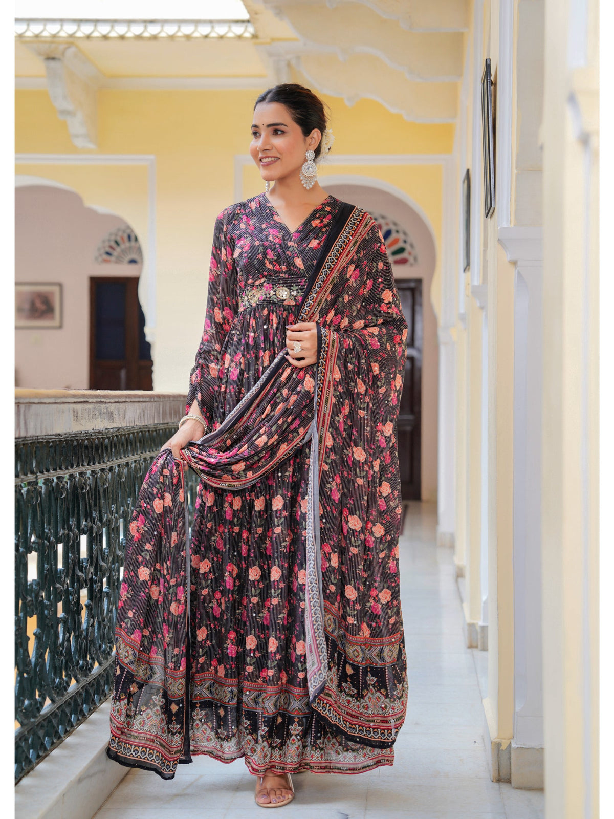 Rangvastra  Black Printed Kurta Duptta Set