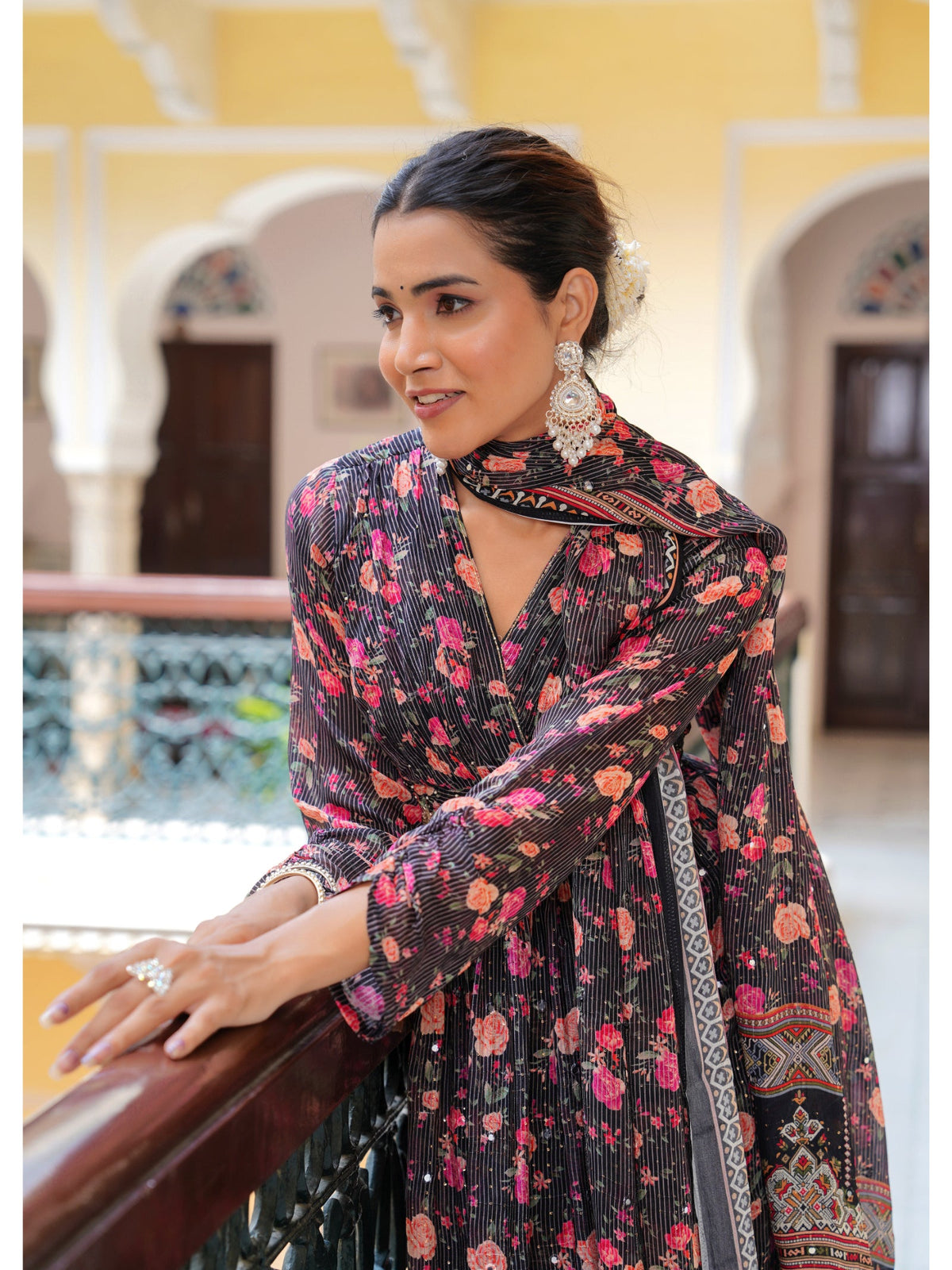 Rangvastra  Black Printed Kurta Duptta Set
