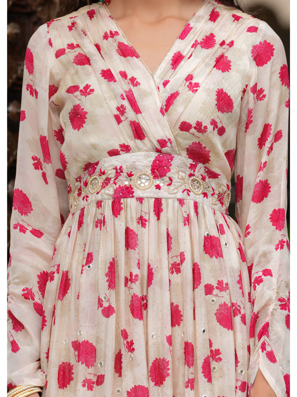 Rangvastra Beige Printed Kurta Duptta Set