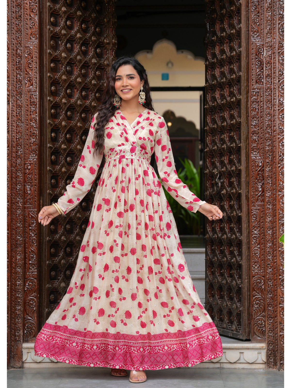 Rangvastra Beige Printed Kurta Duptta Set