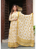 Rangvastra Beige Printed Kurta Duptta Set