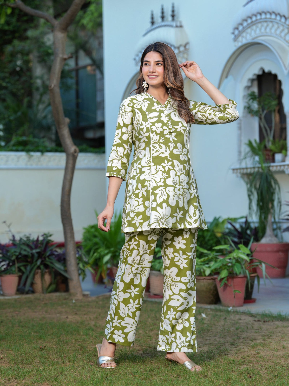 Rangvastra Modal Chanderi Floral Print Cor-Ord set