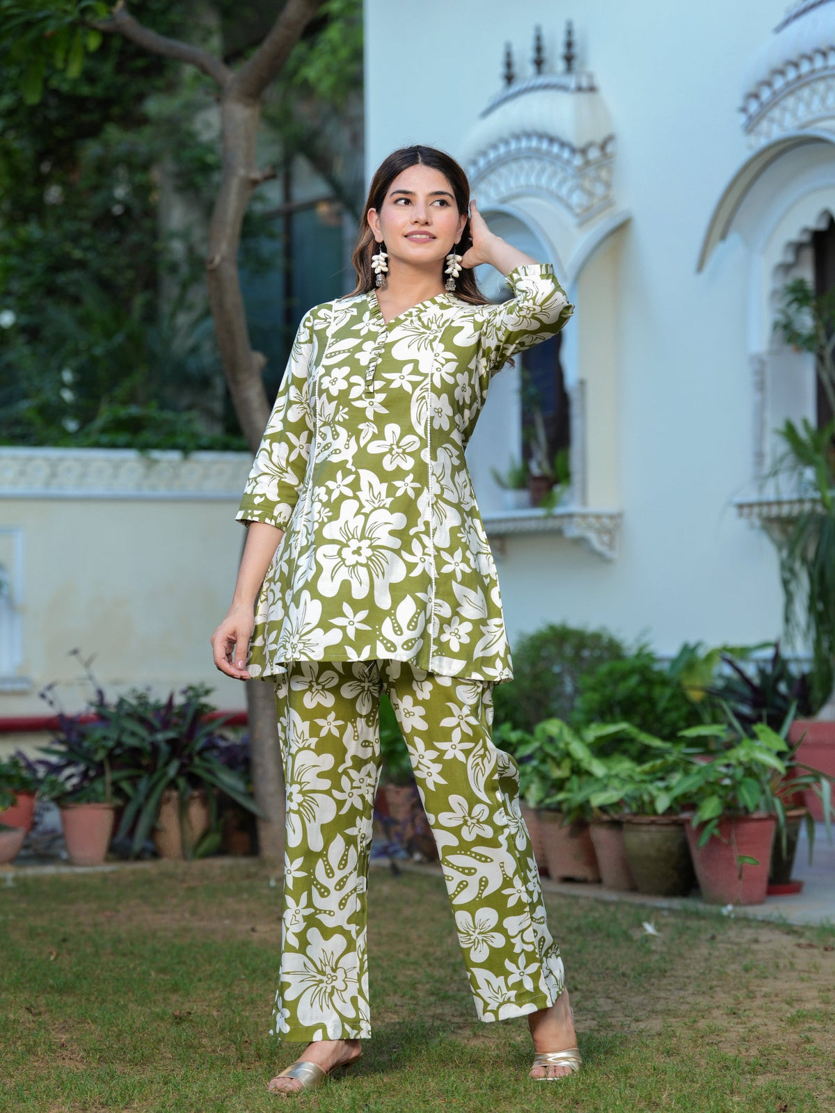 Rangvastra Modal Chanderi Floral Print Cor-Ord set