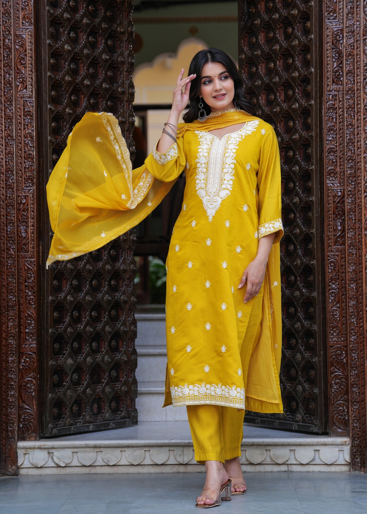 Rangvastra  ROMAN SILK EMBELLISHED KURTA PANT WITH DUPATTA SET