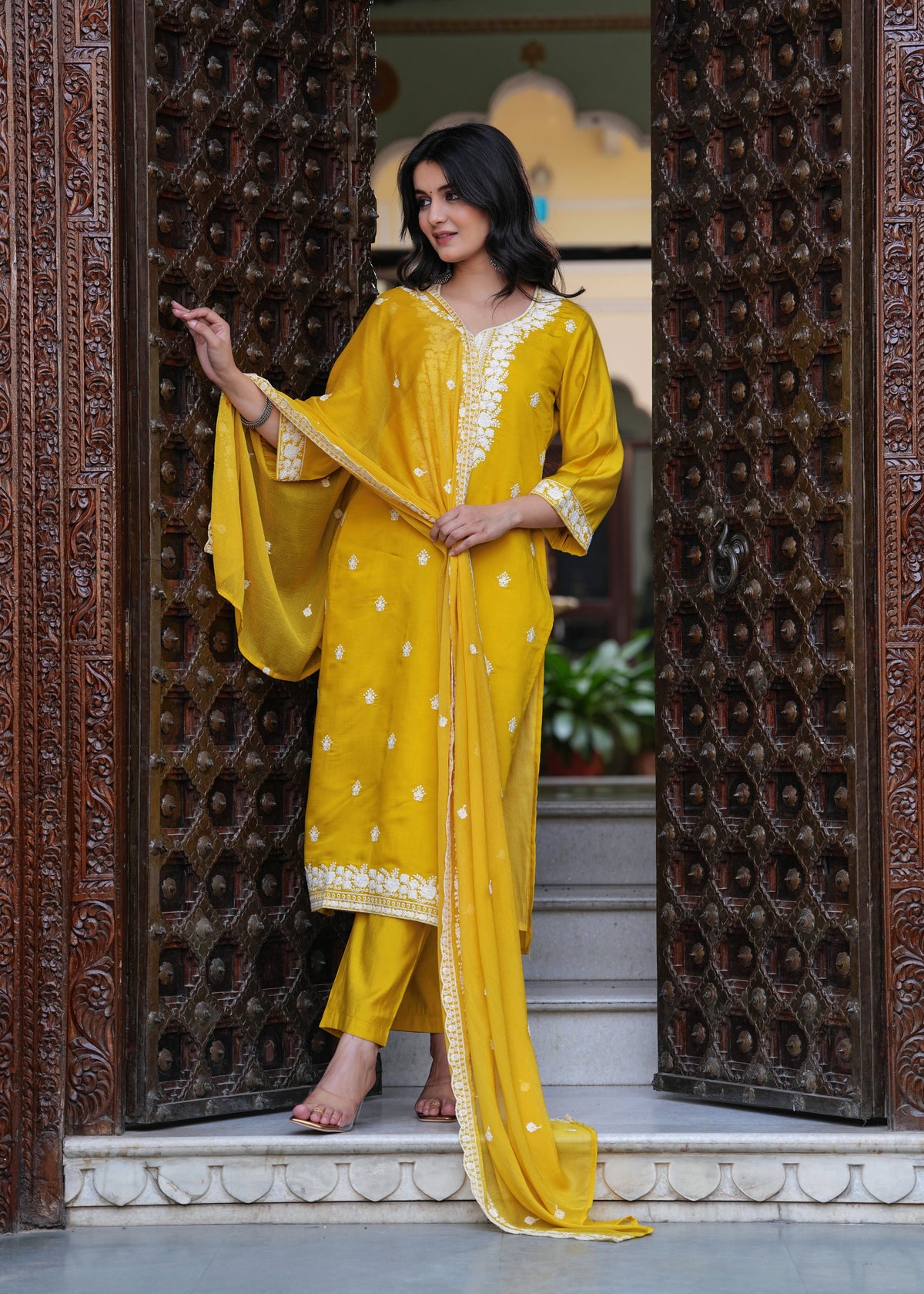 Rangvastra  ROMAN SILK EMBELLISHED KURTA PANT WITH DUPATTA SET