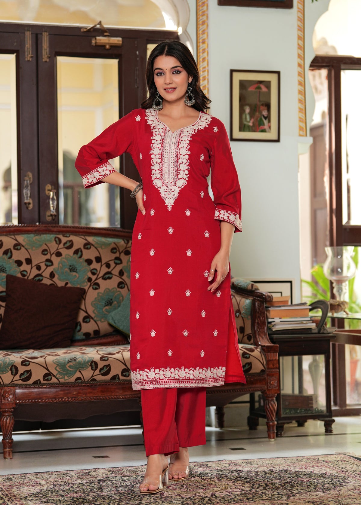 Rangvastra  ROMAN SILK EMBELLISHED KURTA PANT WITH DUPATTA SET