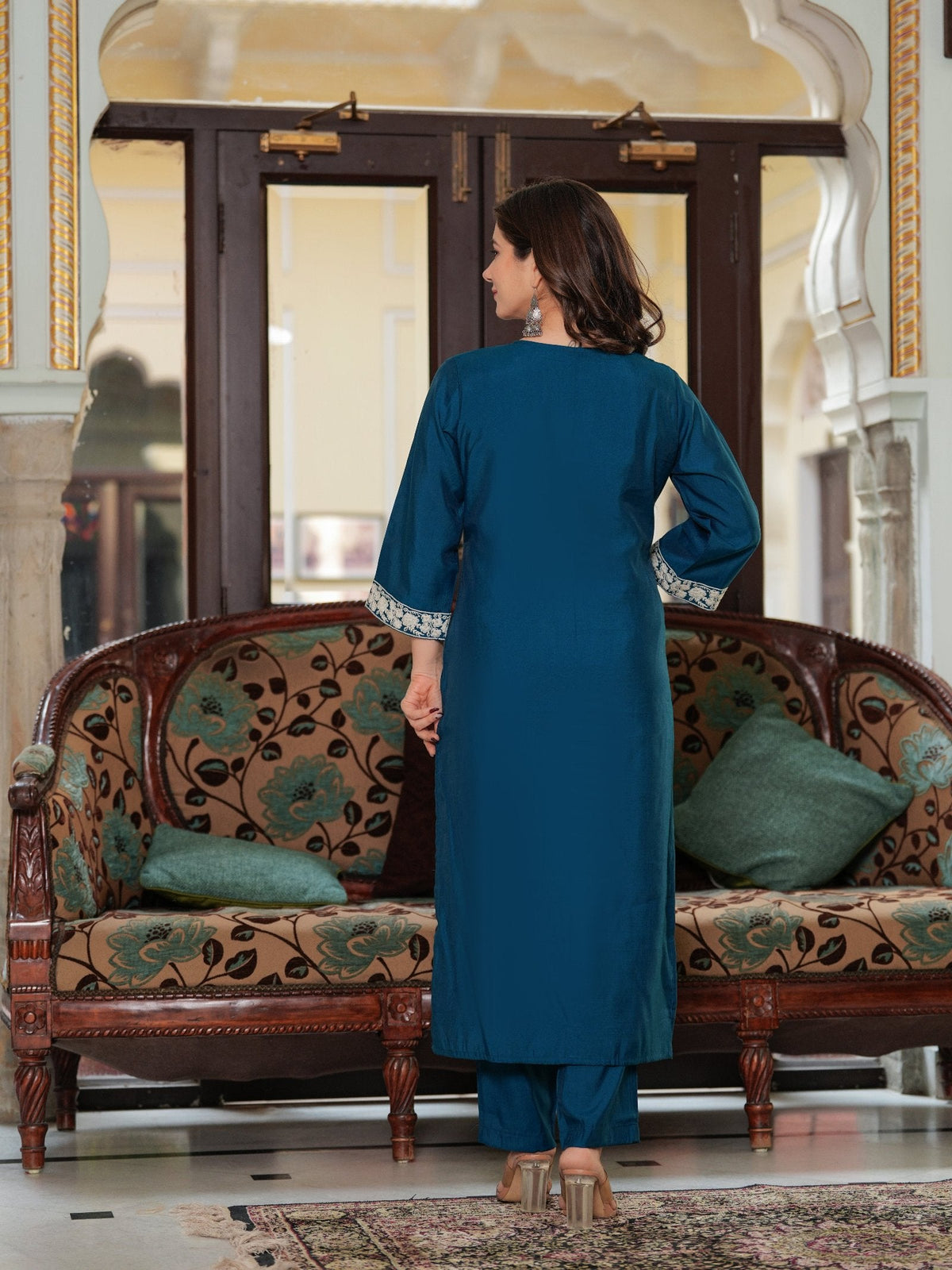 Rangvastra  ROMAN SILK EMBELLISHED KURTA PANT WITH DUPATTA SET
