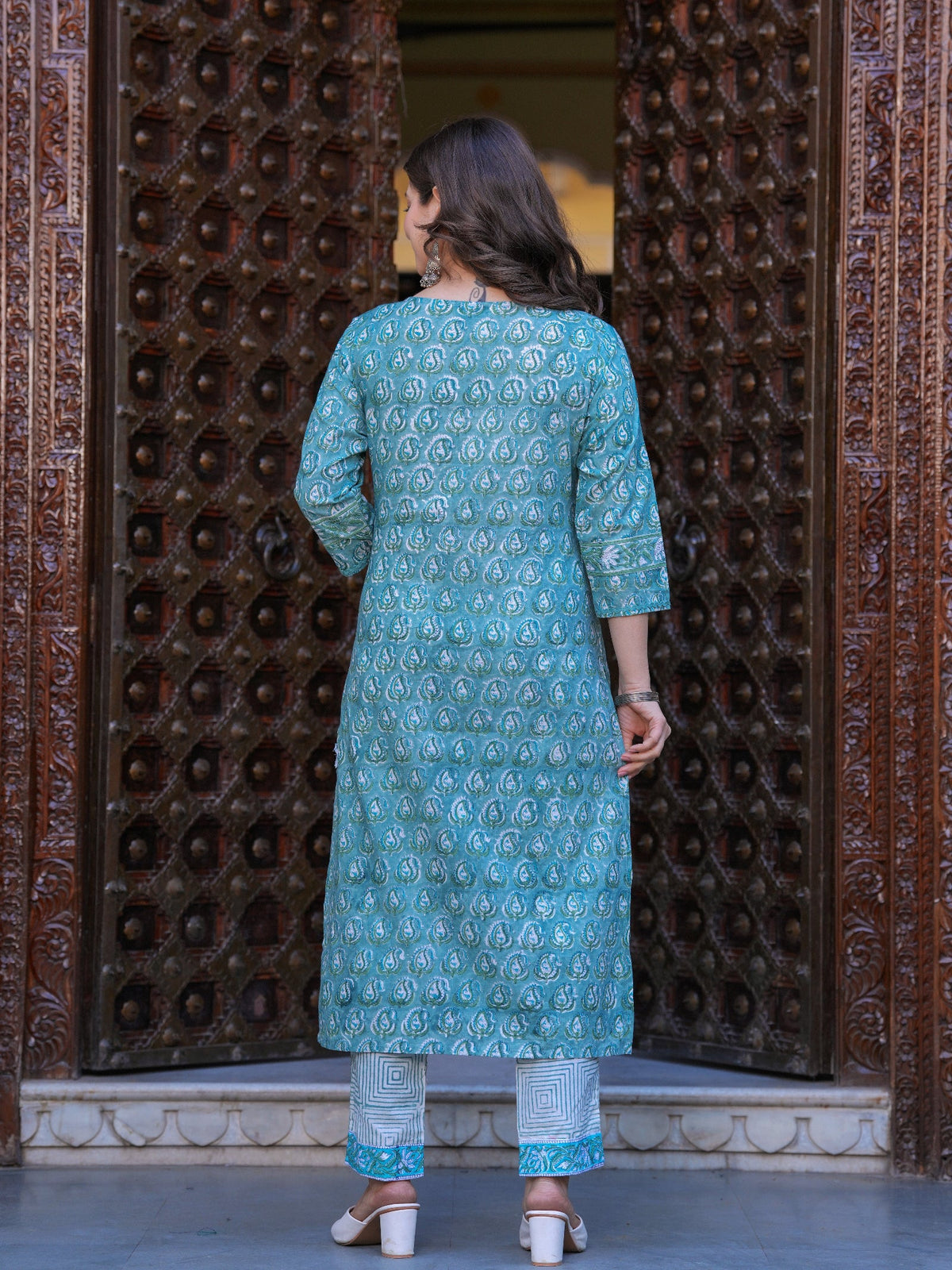 Rangvastra Cotton Printed Hand Block Kurta Pant With Dupatta Set