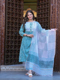 Rangvastra Cotton Printed Hand Block Kurta Pant With Dupatta Set